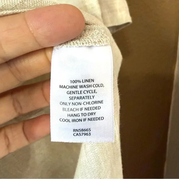 Caslon Linen Duster Long Sleeves Shirt Midi Dress Light Beige Tan Side Slit Sz M - Picture 9 of 11